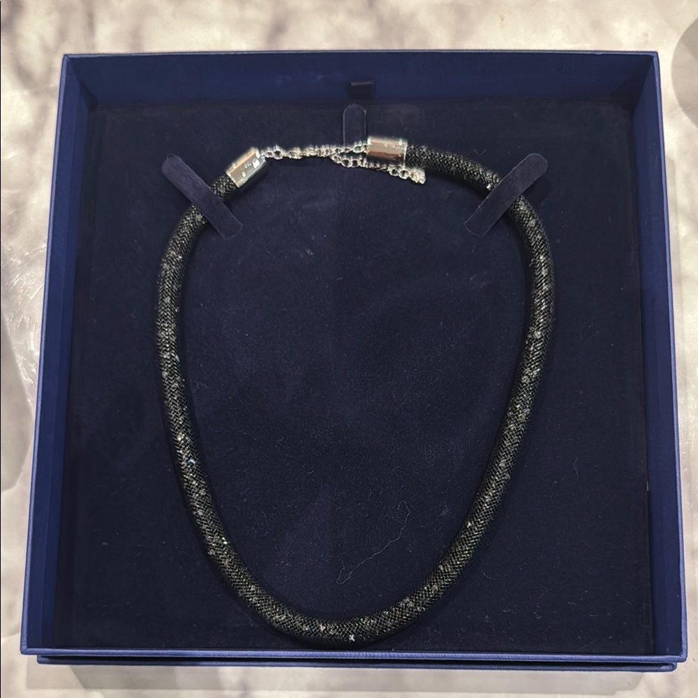 Swarovski Black Mesh Sparkle Choker Necklace with Adjustable Clasps